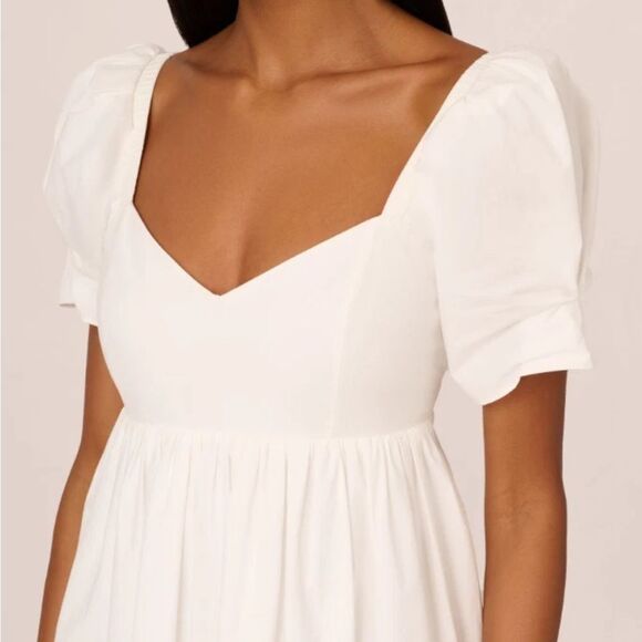 Adrianna Papell AD3D105543 Ivory Cotton Eyelet Puff Sleeve Fit & Flare Dress 14 - Picture 6 of 9